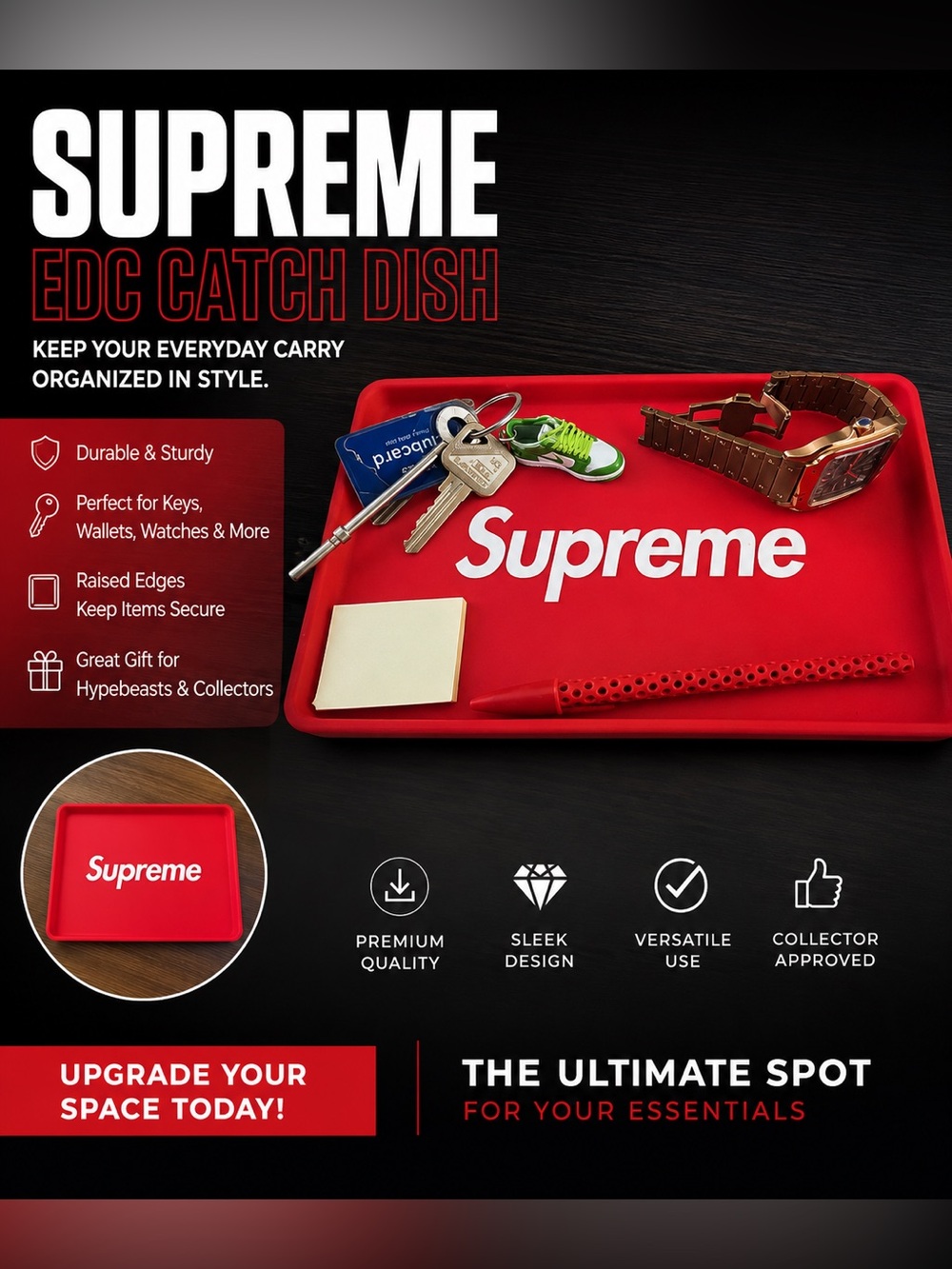 3D pritned supreme Red Logo EDC Catch Dish